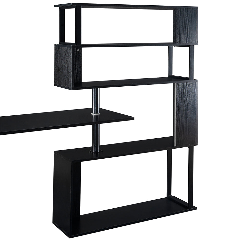 5-Tier L-Shaped Rotating Desk with Lockable Casters