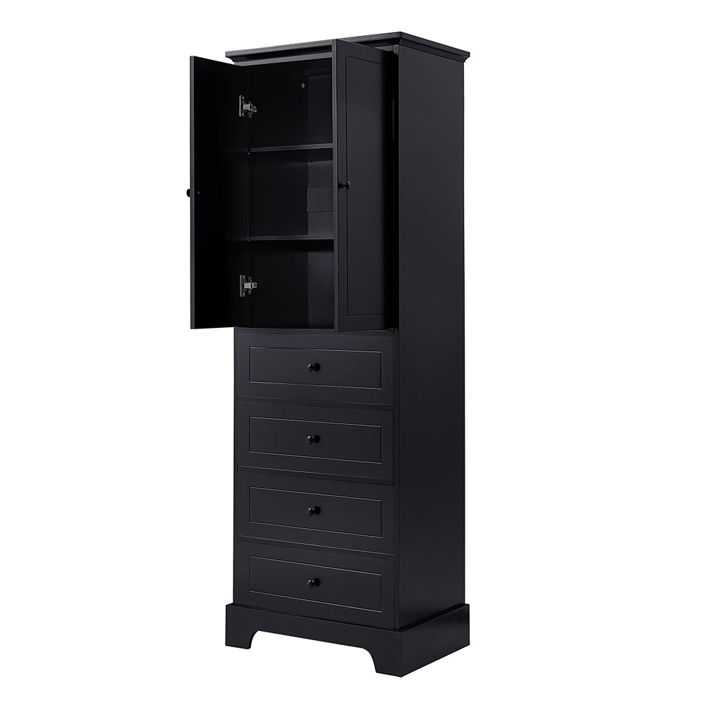 2-Door 4-Drawer Adjustable Cabinet - Black
