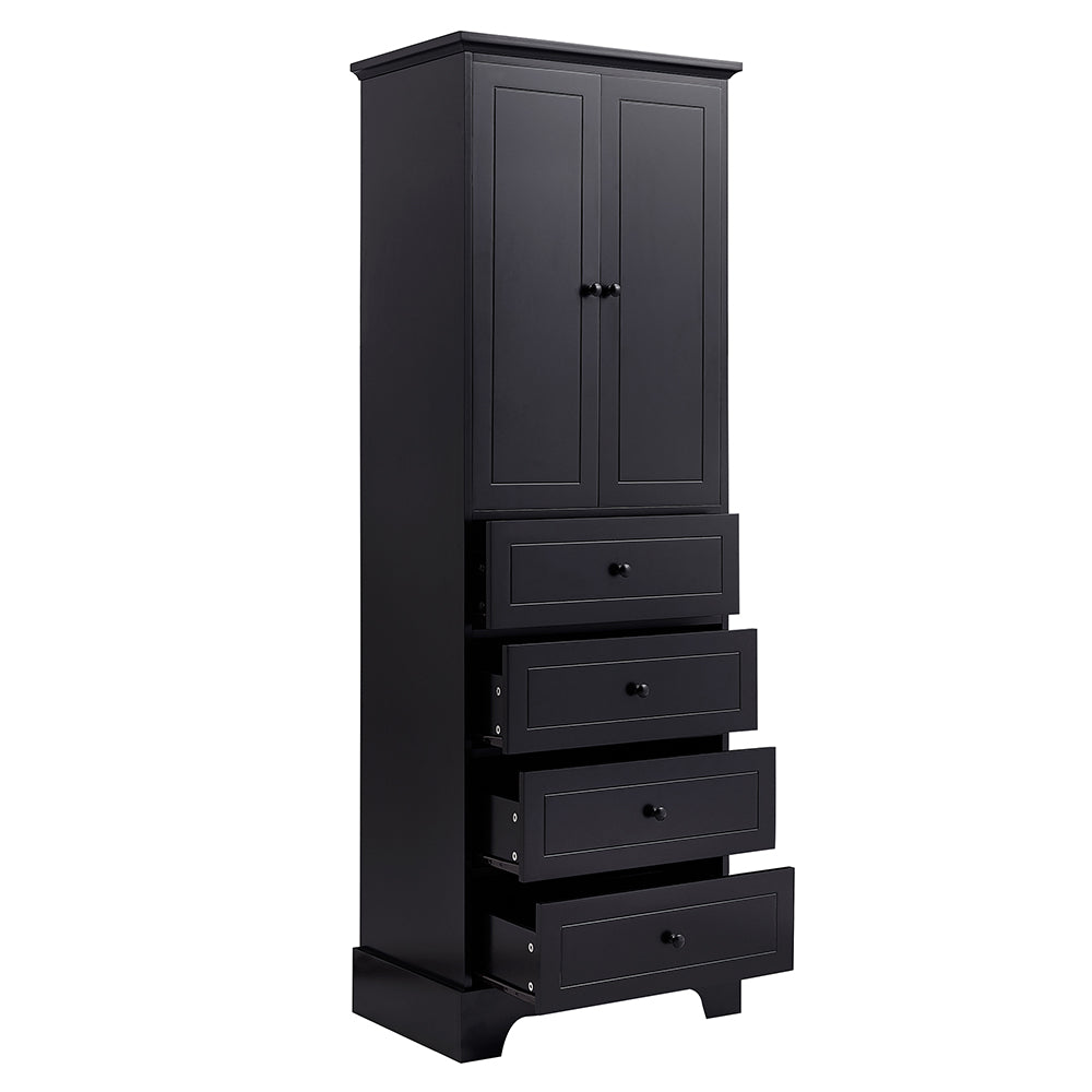 2-Door 4-Drawer Adjustable Cabinet - Black