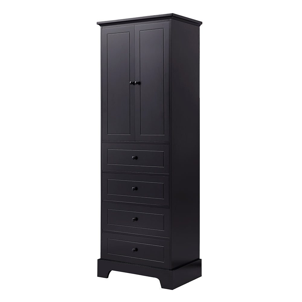 2-Door 4-Drawer Adjustable Cabinet - Black