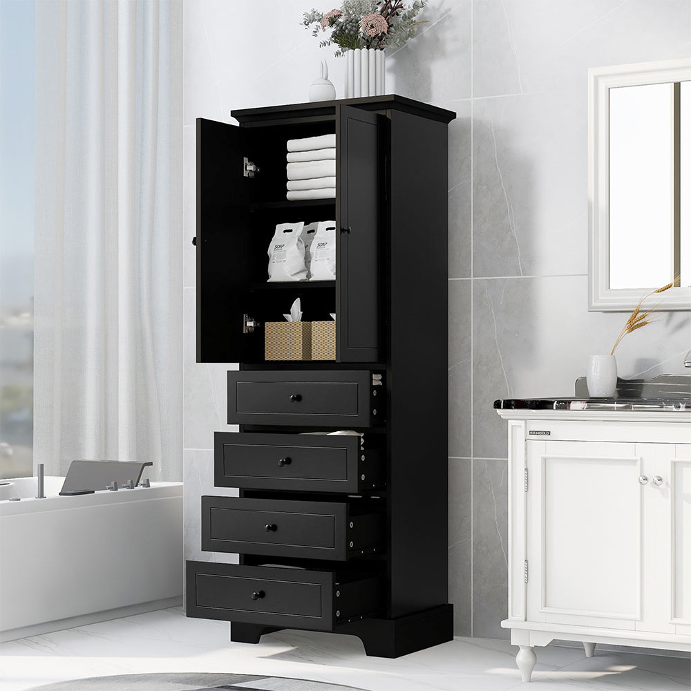 2-Door 4-Drawer Adjustable Cabinet - Black