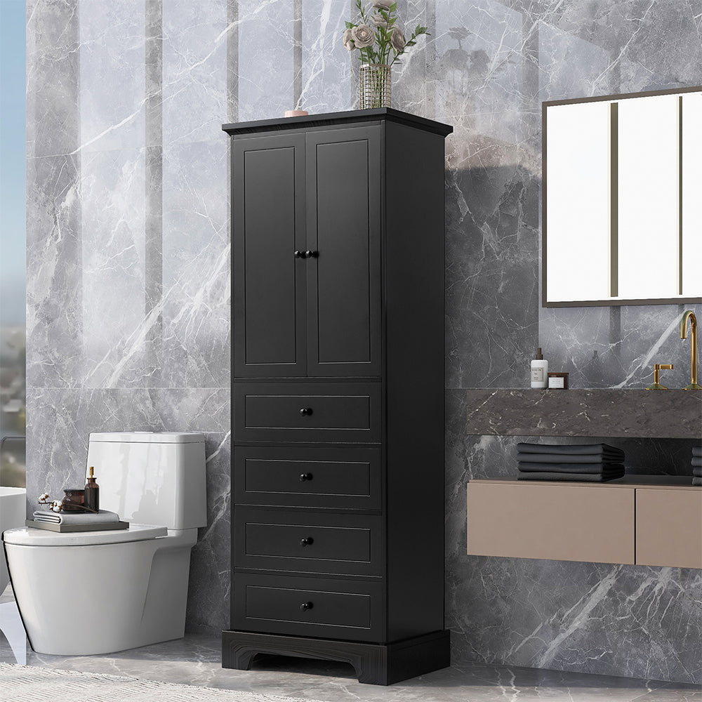 2-Door 4-Drawer Adjustable Cabinet - Black