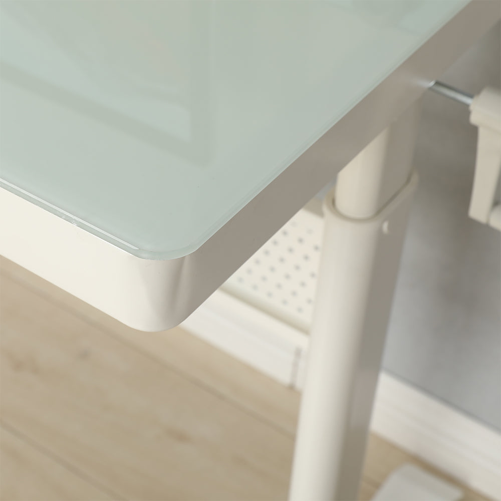 48x24 Inch Tempered Glass Standing Desk with Drawer