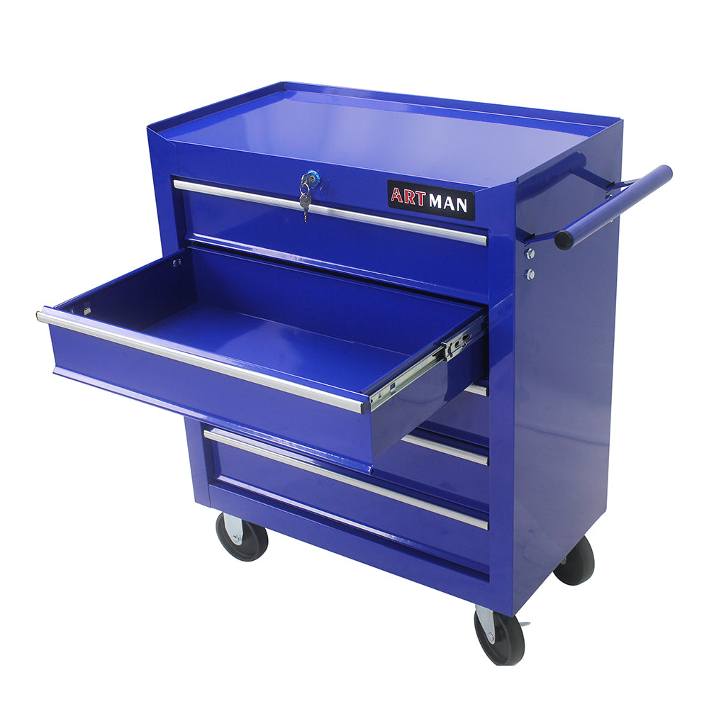 5-Drawer Multi-Functional Tool Cart with Wheels - Blue
