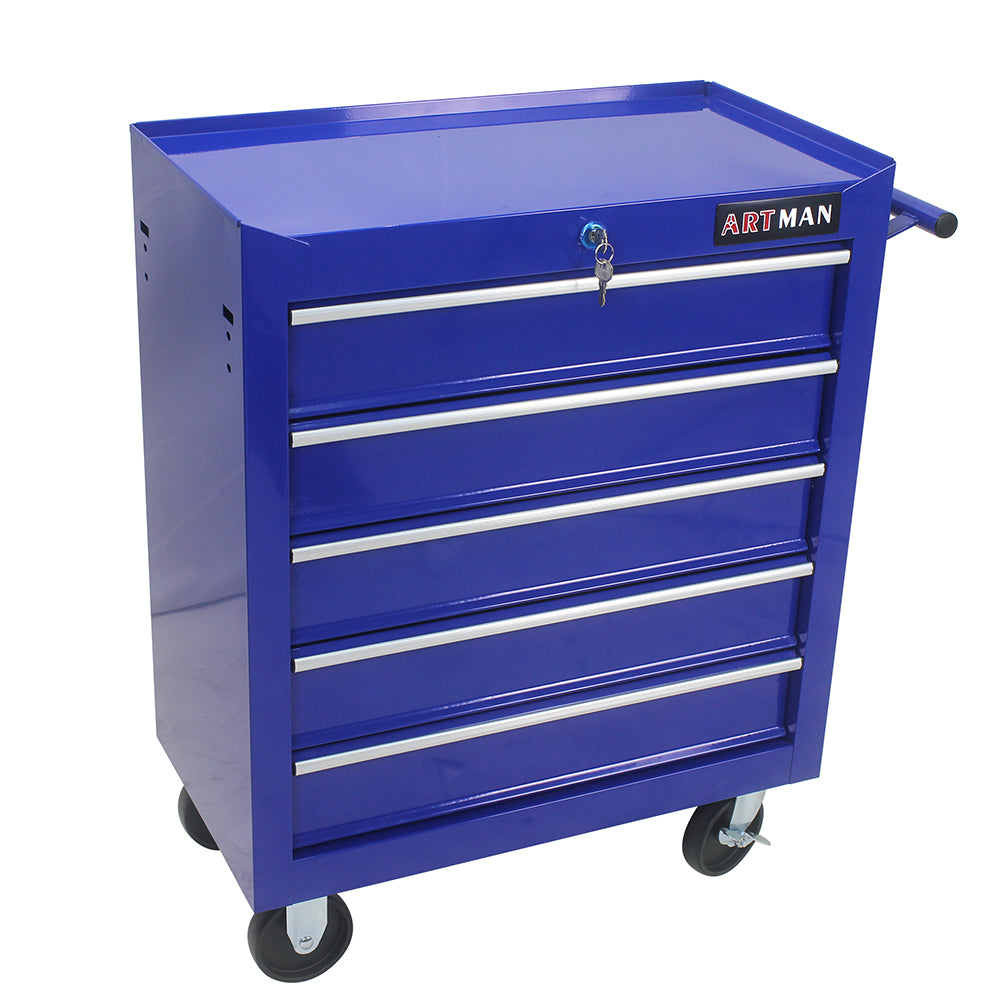 5-Drawer Multi-Functional Tool Cart with Wheels - Blue
