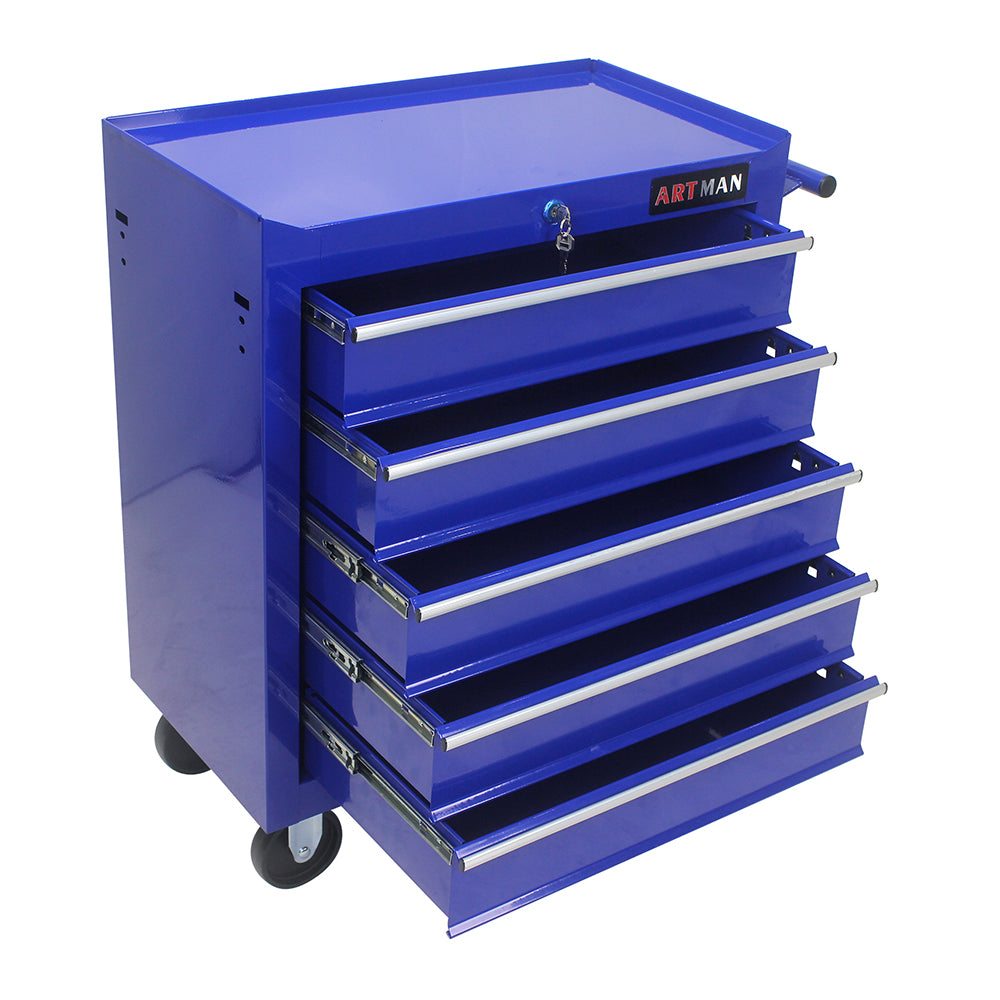 5-Drawer Multi-Functional Tool Cart with Wheels - Blue