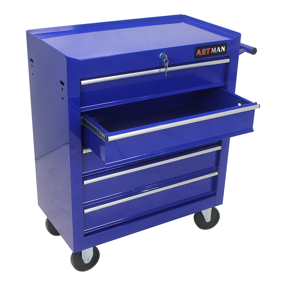 5-Drawer Multi-Functional Tool Cart with Wheels - Blue