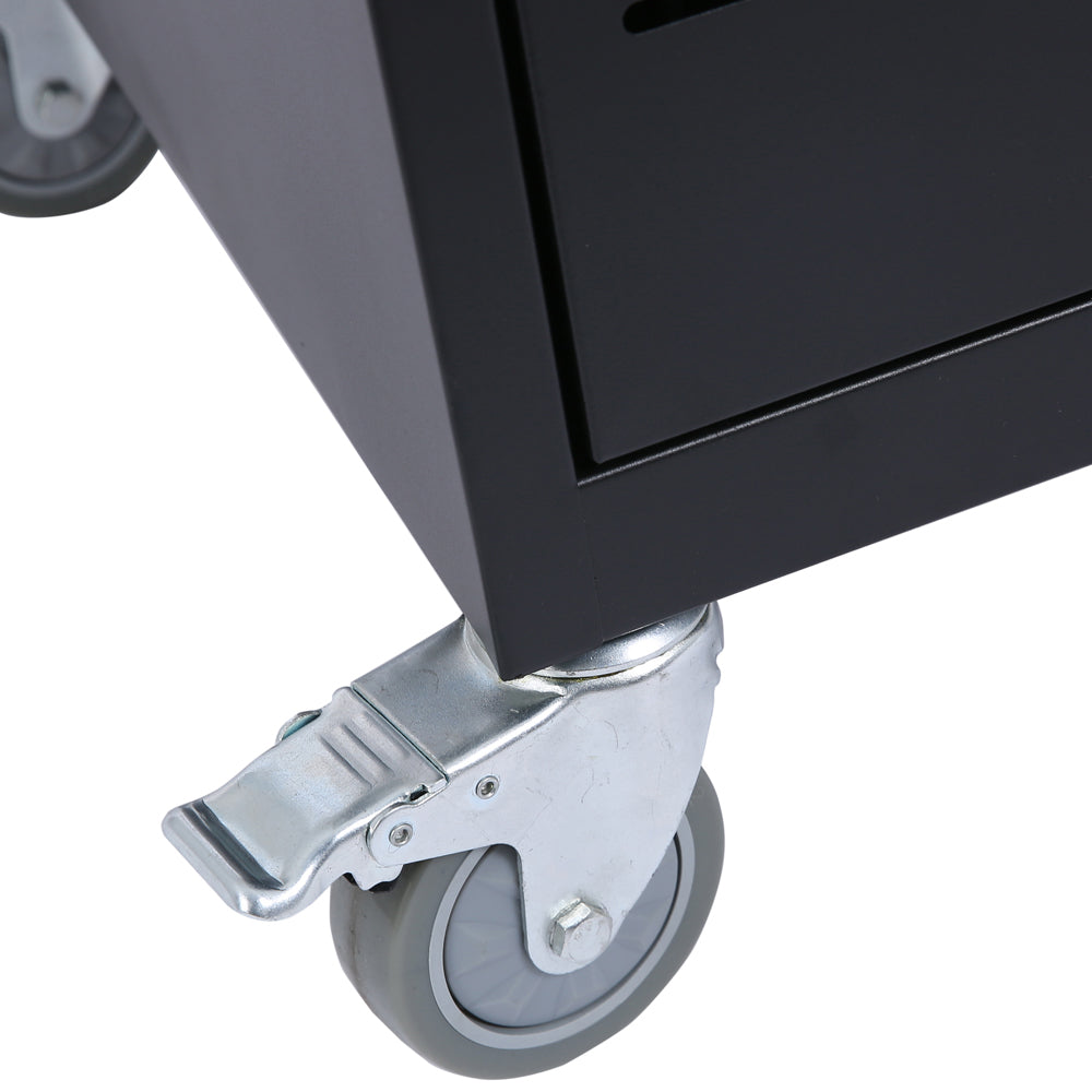 Mobile Charging Cart and Cabinet for Tablets, Laptops - Black
