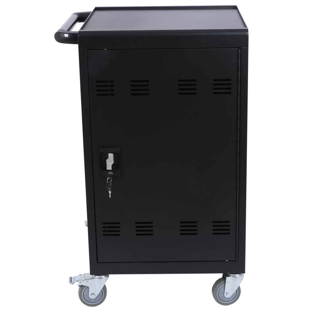 Mobile Charging Cart and Cabinet for Tablets, Laptops - Black