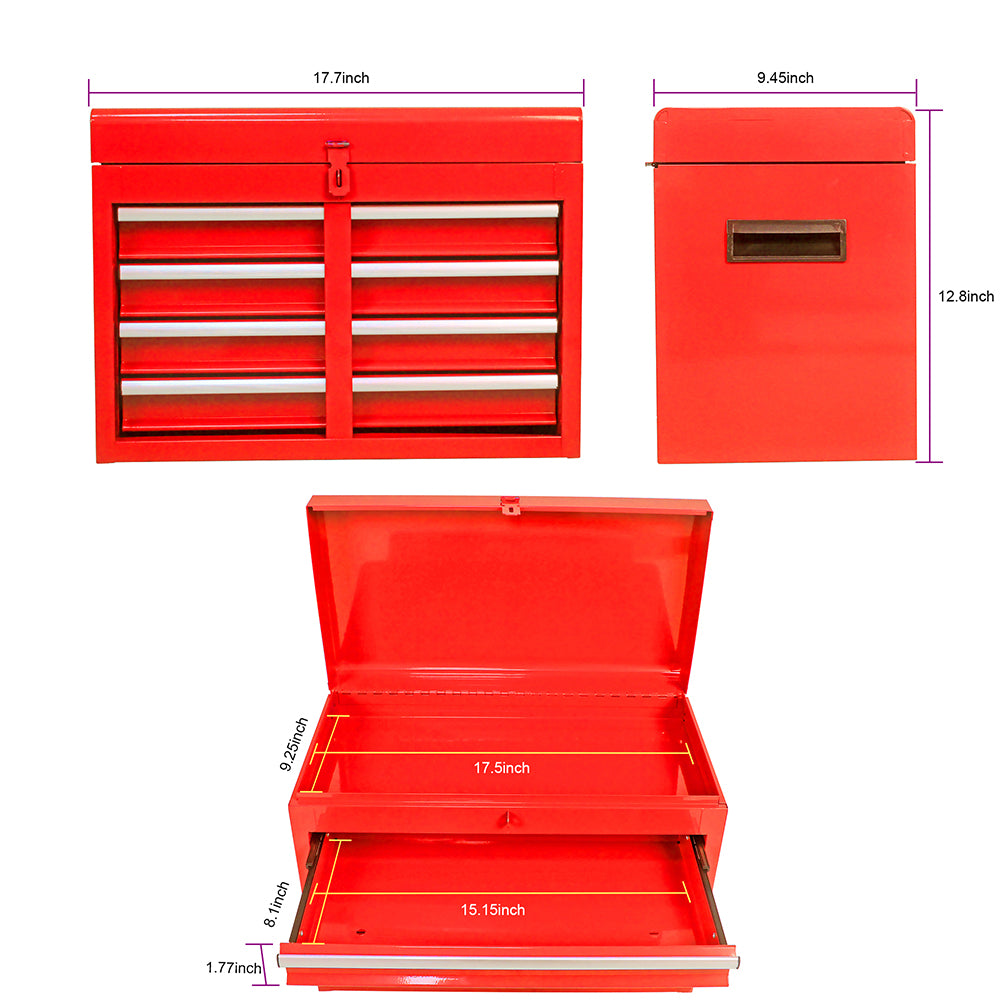 5-Drawer Tool Chest with Detachable Cabinet & Adjustable Shelf - Red