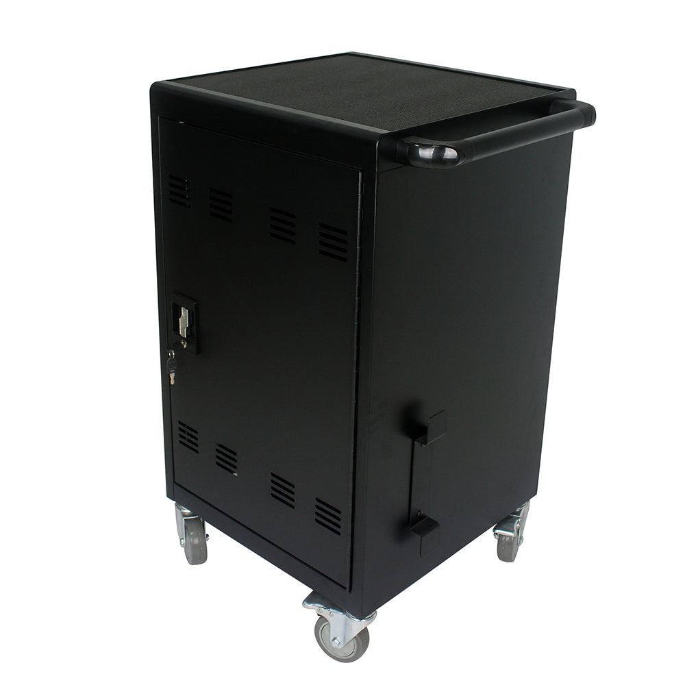 32-Device Mobile Charging Cart & Cabinet - Black