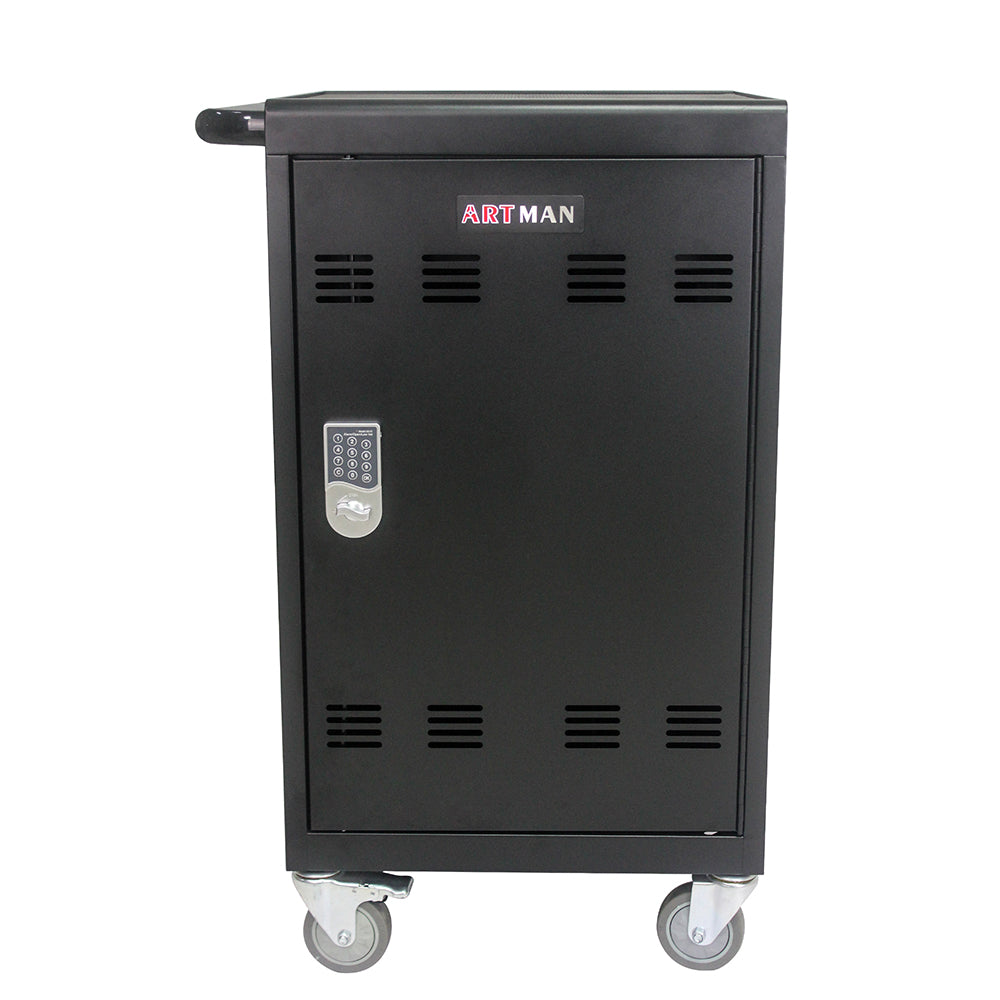 32-Device Mobile Charging Cart & Cabinet - Black