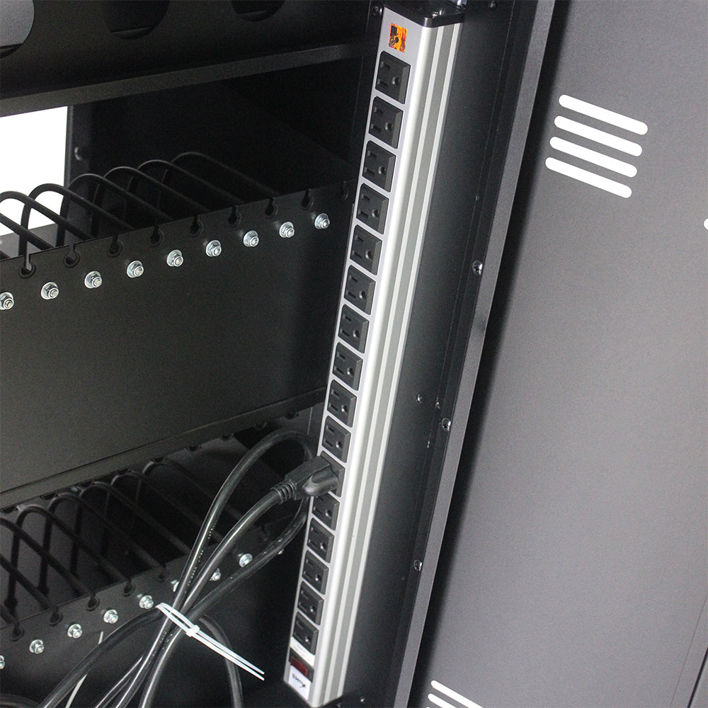 32-Device Mobile Charging Cart & Cabinet - Black