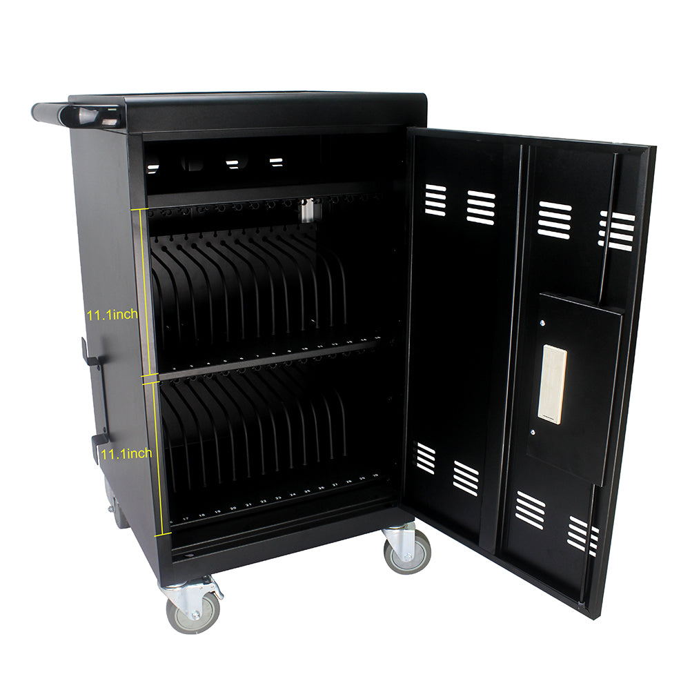 32-Device Mobile Charging Cart & Cabinet - Black