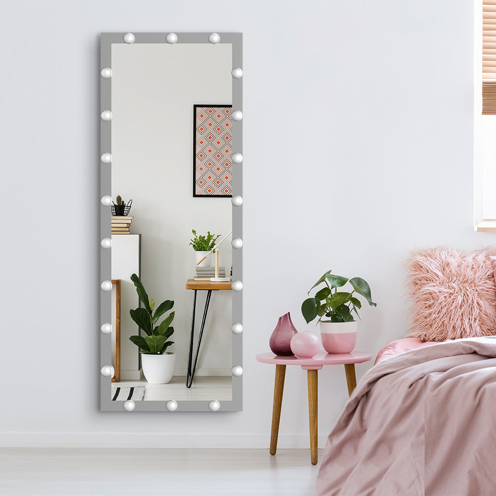 63x24 Inch Hollywood Full-Length Lighted Mirror - Silver