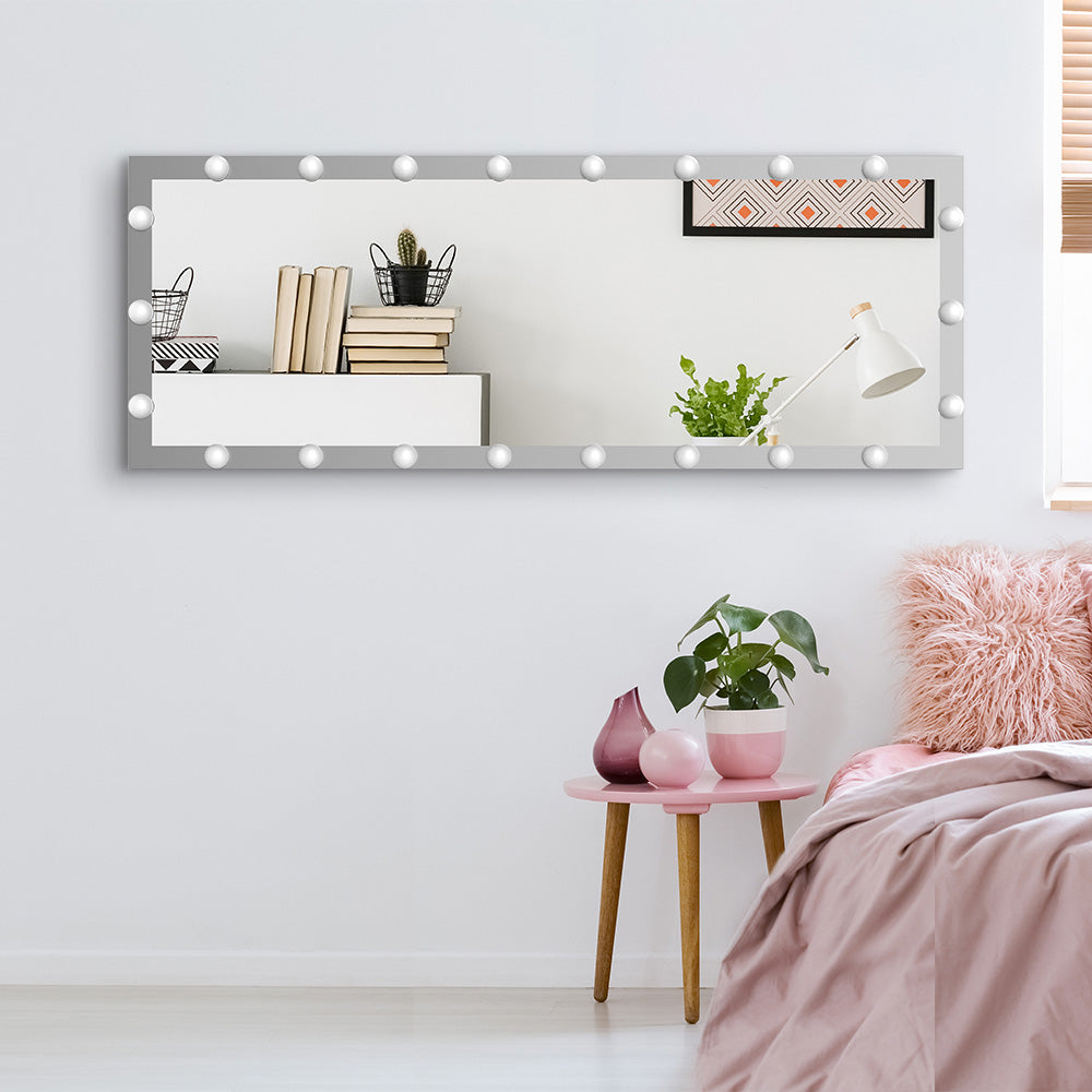 63x24 Inch Hollywood Full-Length Lighted Mirror - Silver