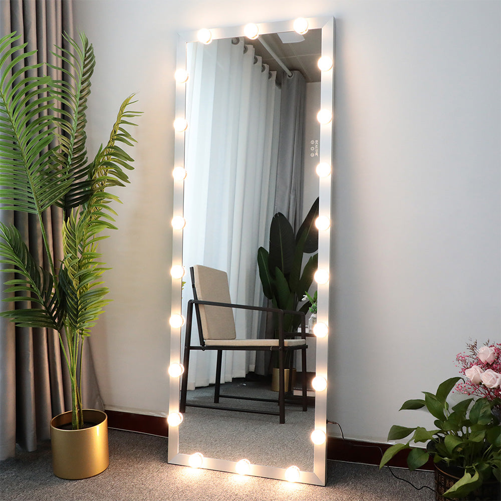 63x24 Inch Hollywood Full-Length Lighted Mirror - Silver