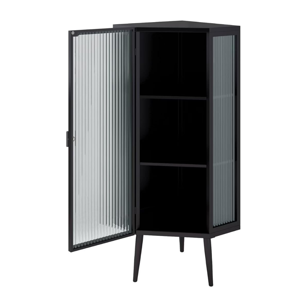 3-Tier Tempered Glass Floor Corner Cabinet for Bathroom, Living Room, and Bedroom