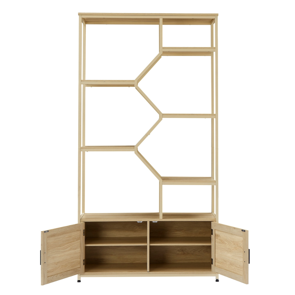 Natural Rattan Bookshelf with Cabinet