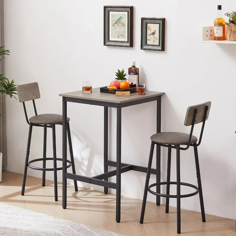 Modern Bar Table Set with 2 Bar Stools