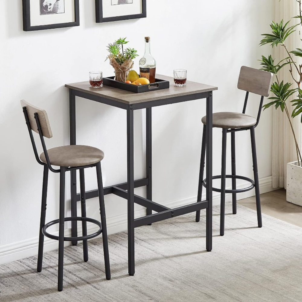 Modern Bar Table Set with 2 Bar Stools