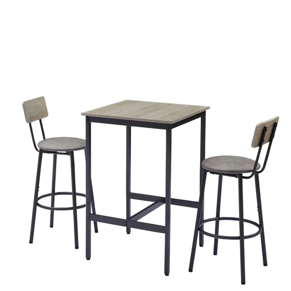 Modern Bar Table Set with 2 Bar Stools
