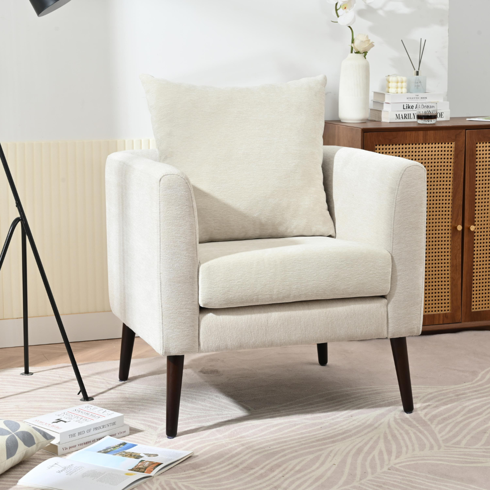 Stylish Chenille Upholstered Barrel Chair
