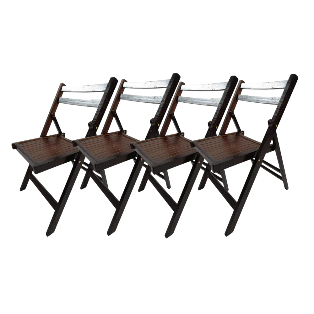 Set of 4 Cherry Wood Folding Chairs