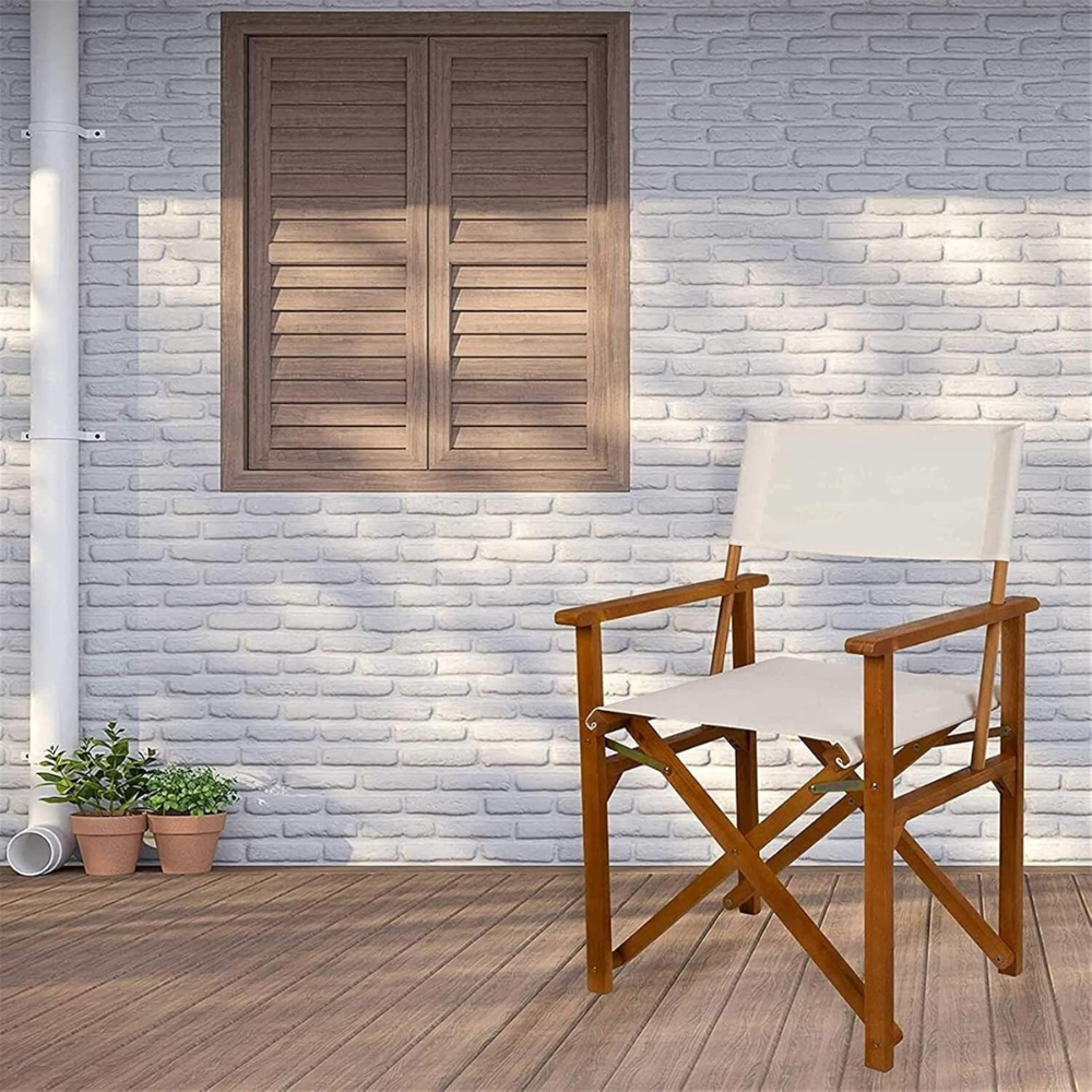 Set of 2 Wooden Director Chairs with Canvas Seats