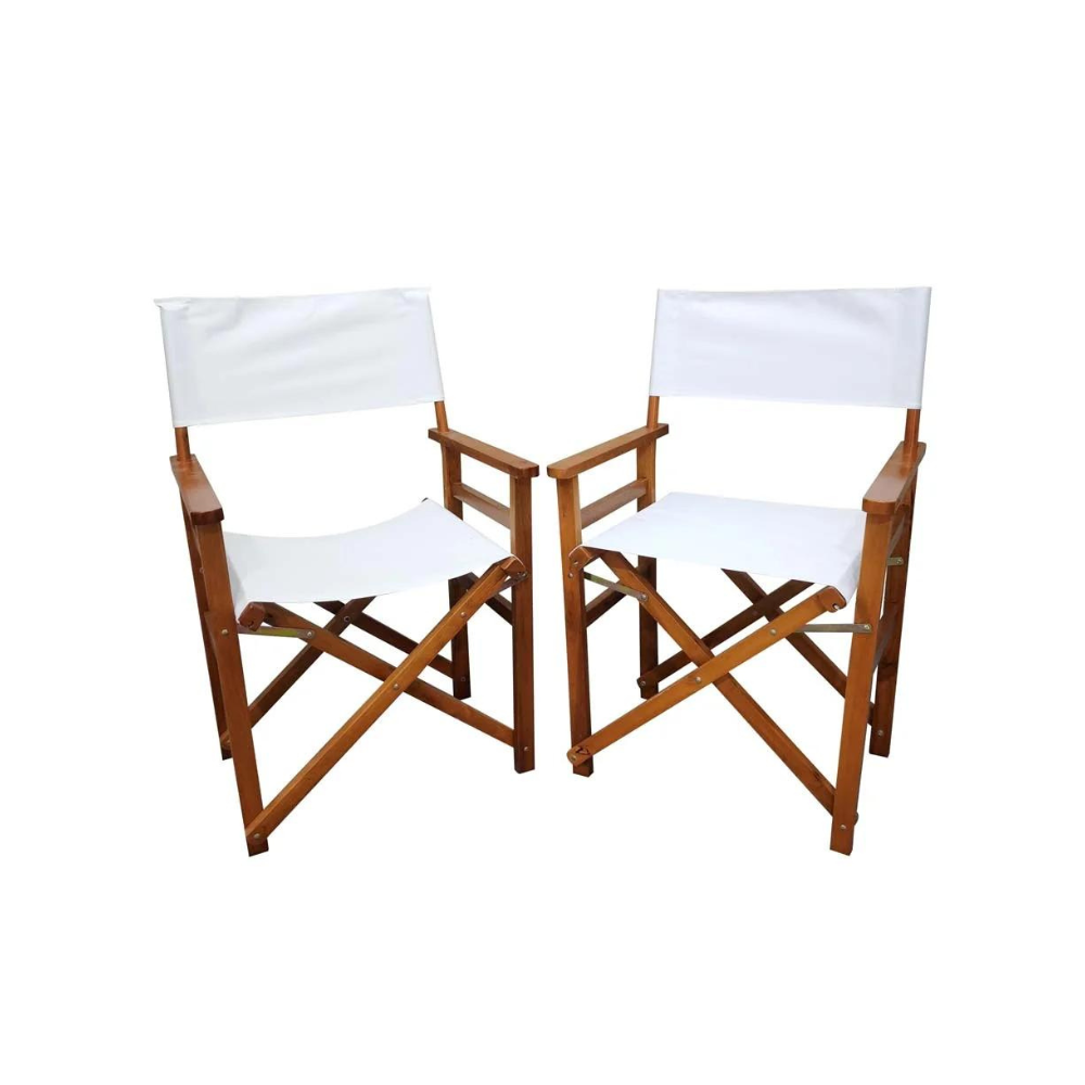 Set of 2 Wooden Director Chairs with Canvas Seats