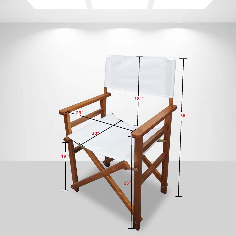 Set of 2 Wooden Director Chairs with Canvas Seats