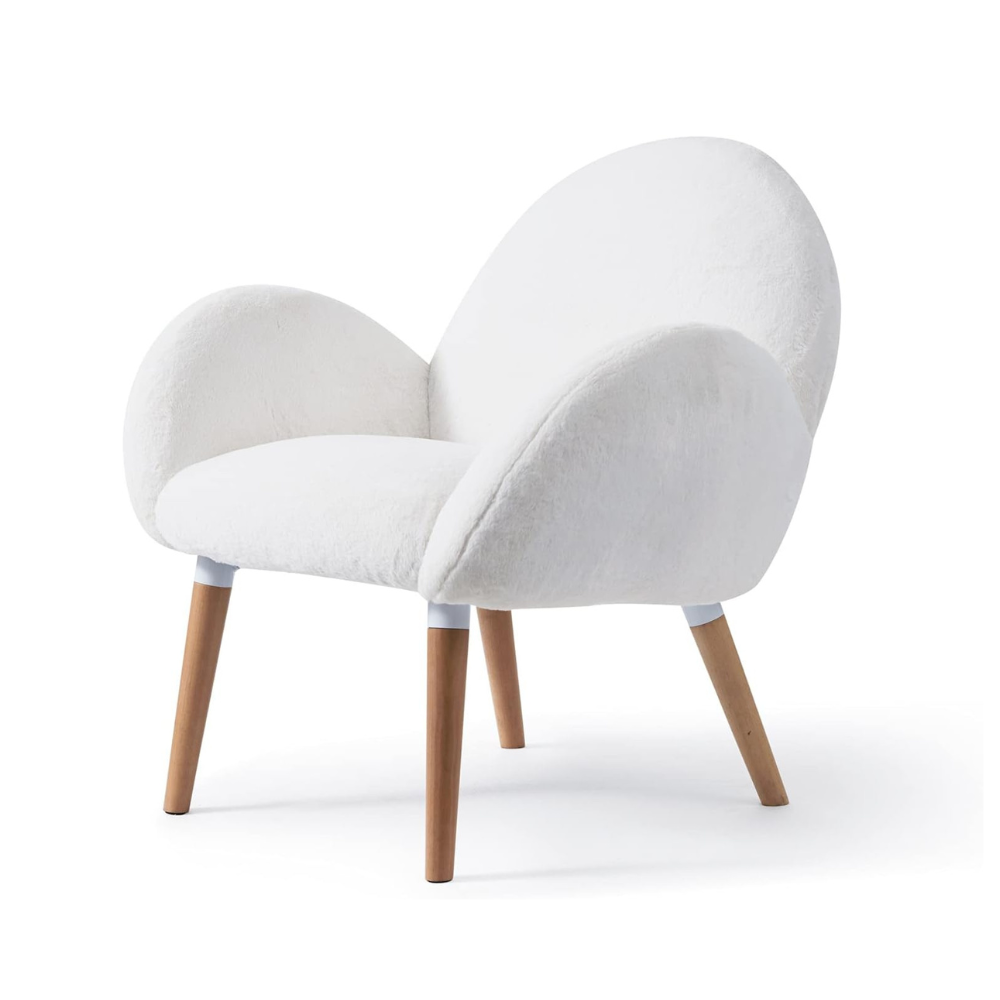 Stylish Beech Wood and Imitation Lamb Fabric Sofa Chair