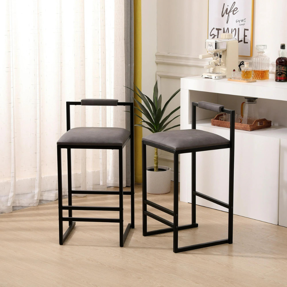 Set of 2 Modern Counter Height Barstools with Armless Design