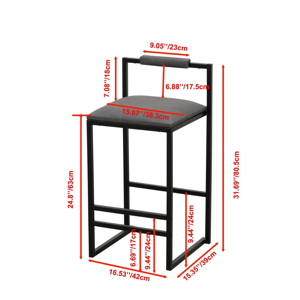 Set of 2 Modern Counter Height Barstools with Armless Design