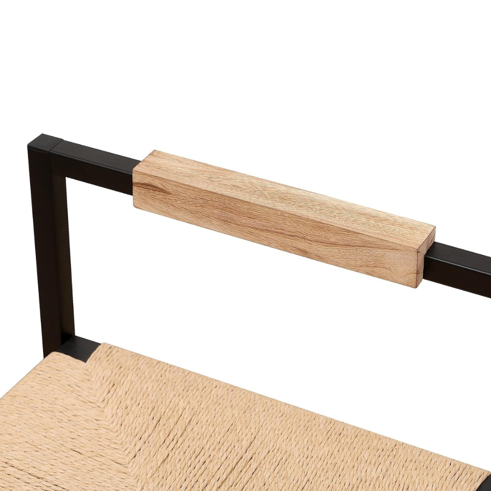 Set of 2 Paper Rope Woven Bar Stools with Back