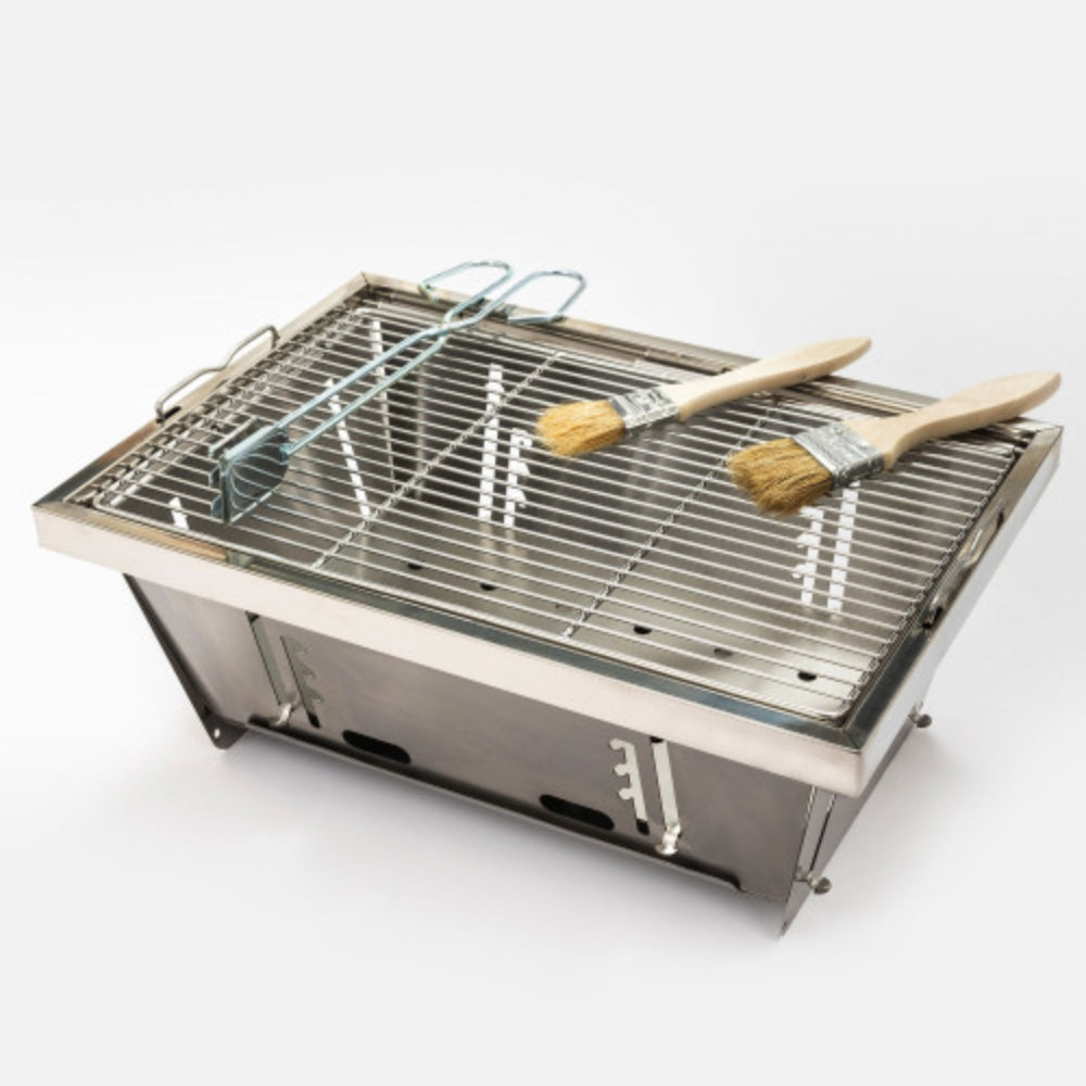 Foldable Outdoor Charcoal BBQ Grill Set for Picnics Patios and Camping