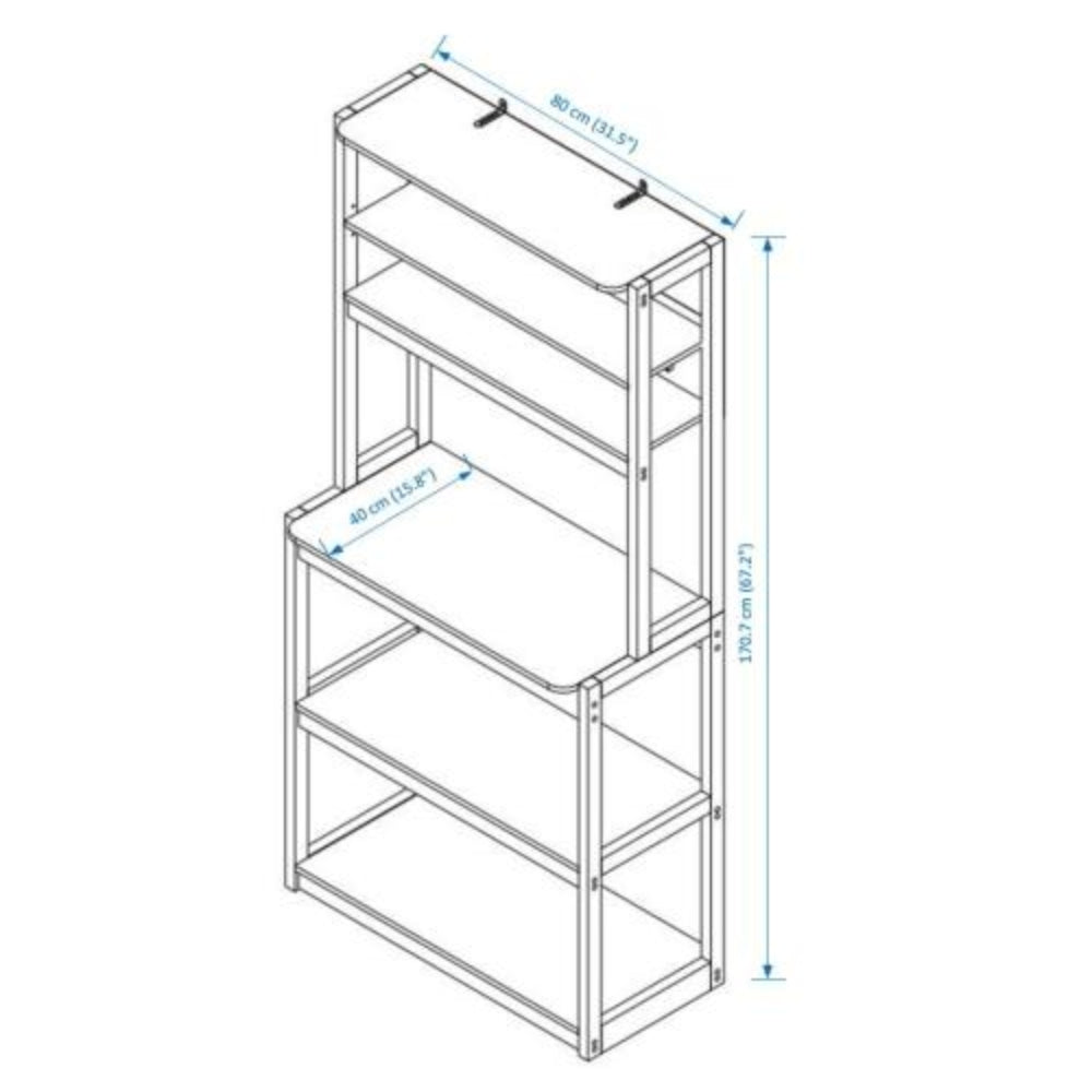 5 Tier White and Black Bakers Rack for Kitchen with Storage and Coffee Bar