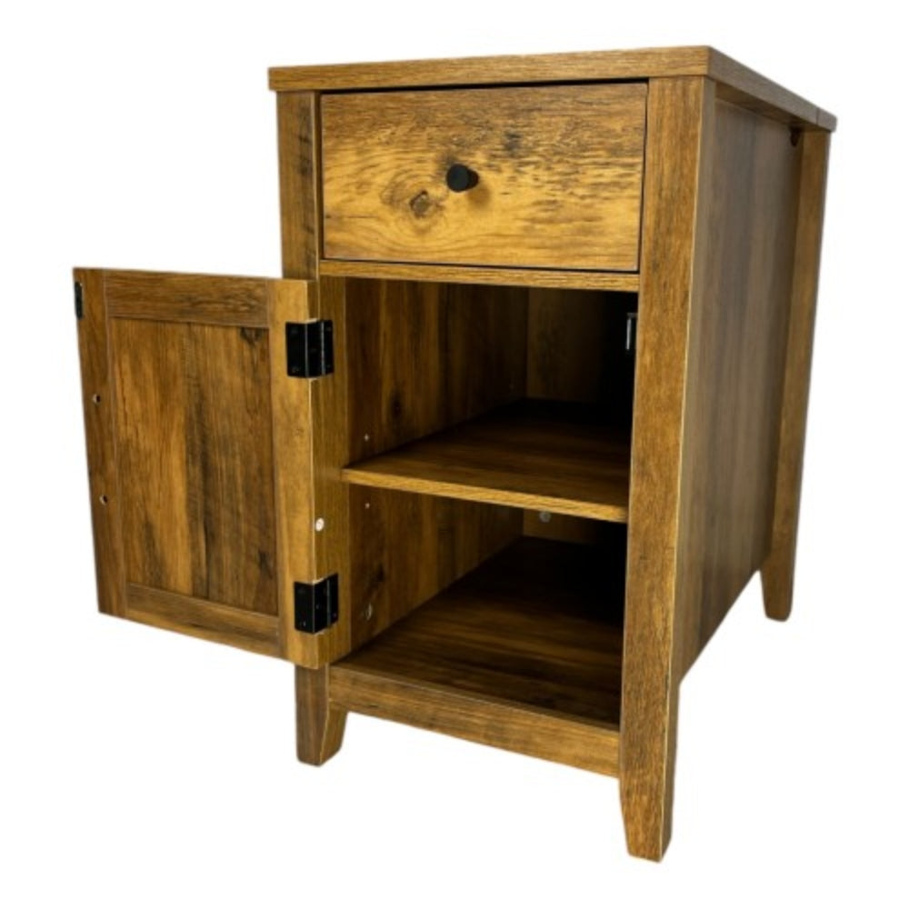 Farmhouse Brown Antique Brown Table with Charging Station