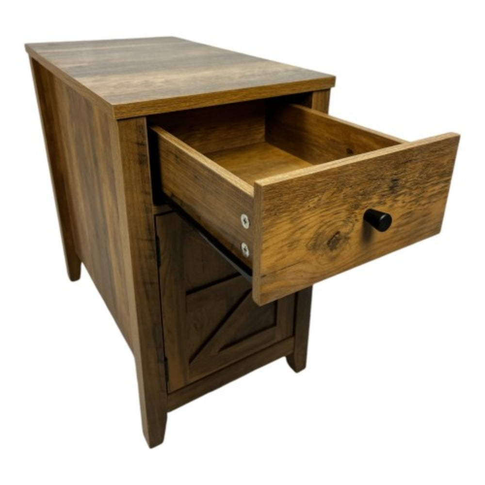 Farmhouse Brown Antique Brown Table with Charging Station