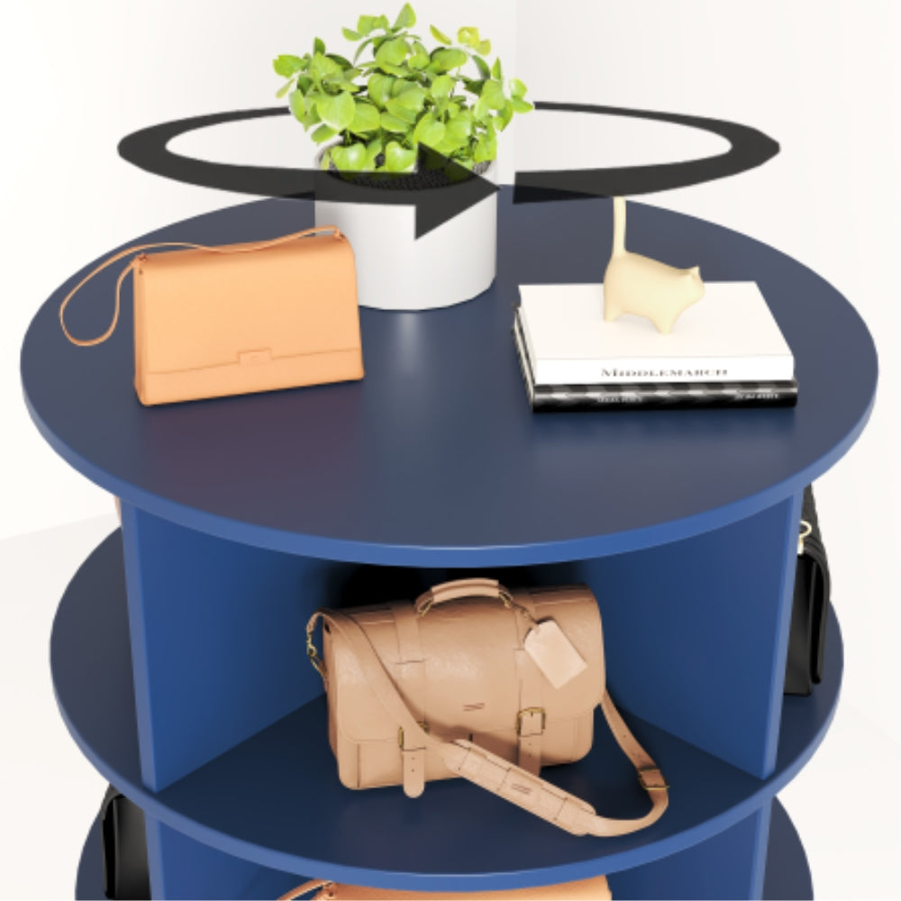 360 Degree Smoke Blue Rotating Shoe Cabinet with 6 Layers