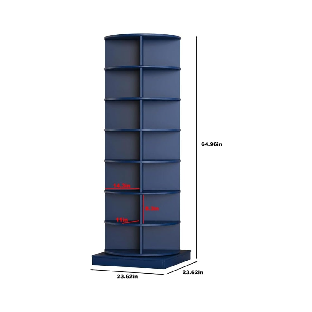360 Degree Smoke Blue Rotating Shoe Cabinet with 6 Layers