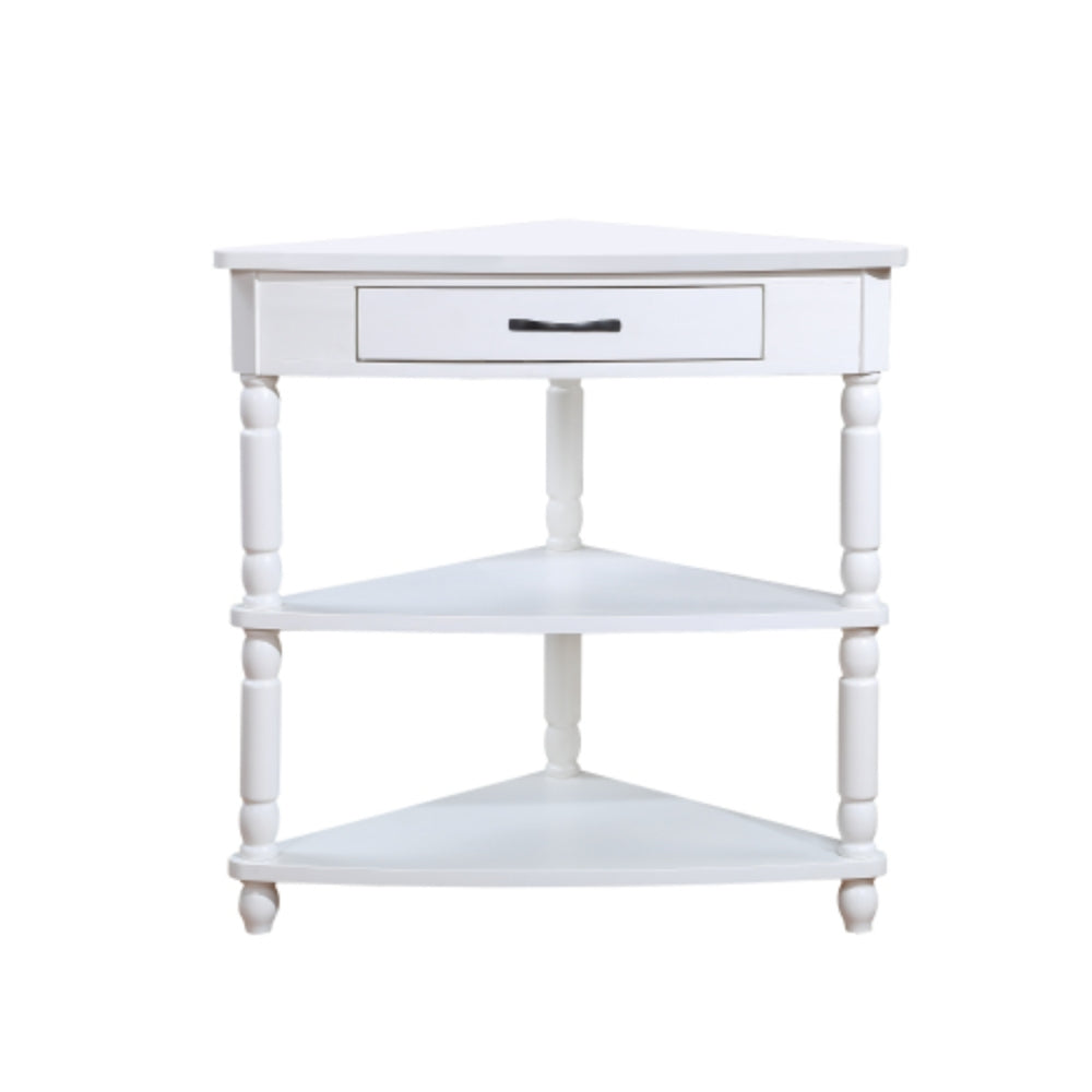 Small Triangle Corner Table 33.8 inches in Milk White Finish