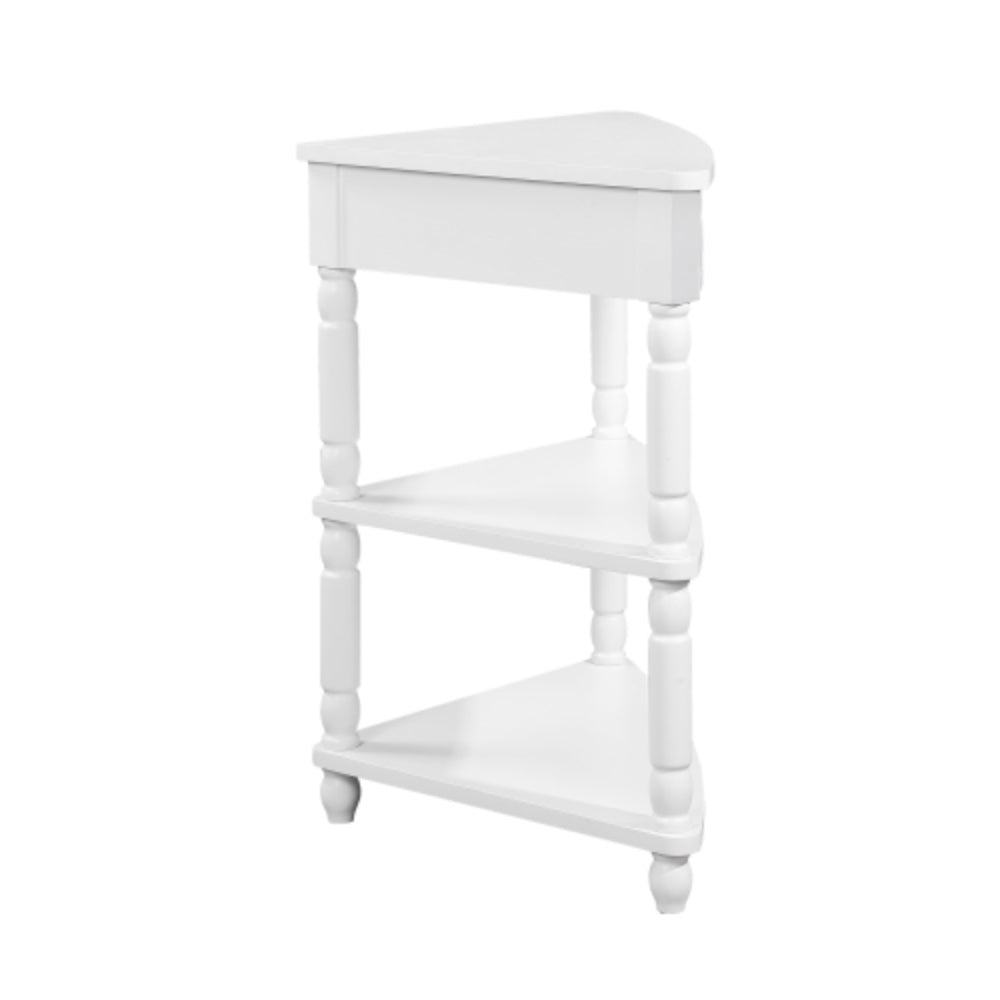 Small Triangle Corner Table 33.8 inches in Milk White Finish