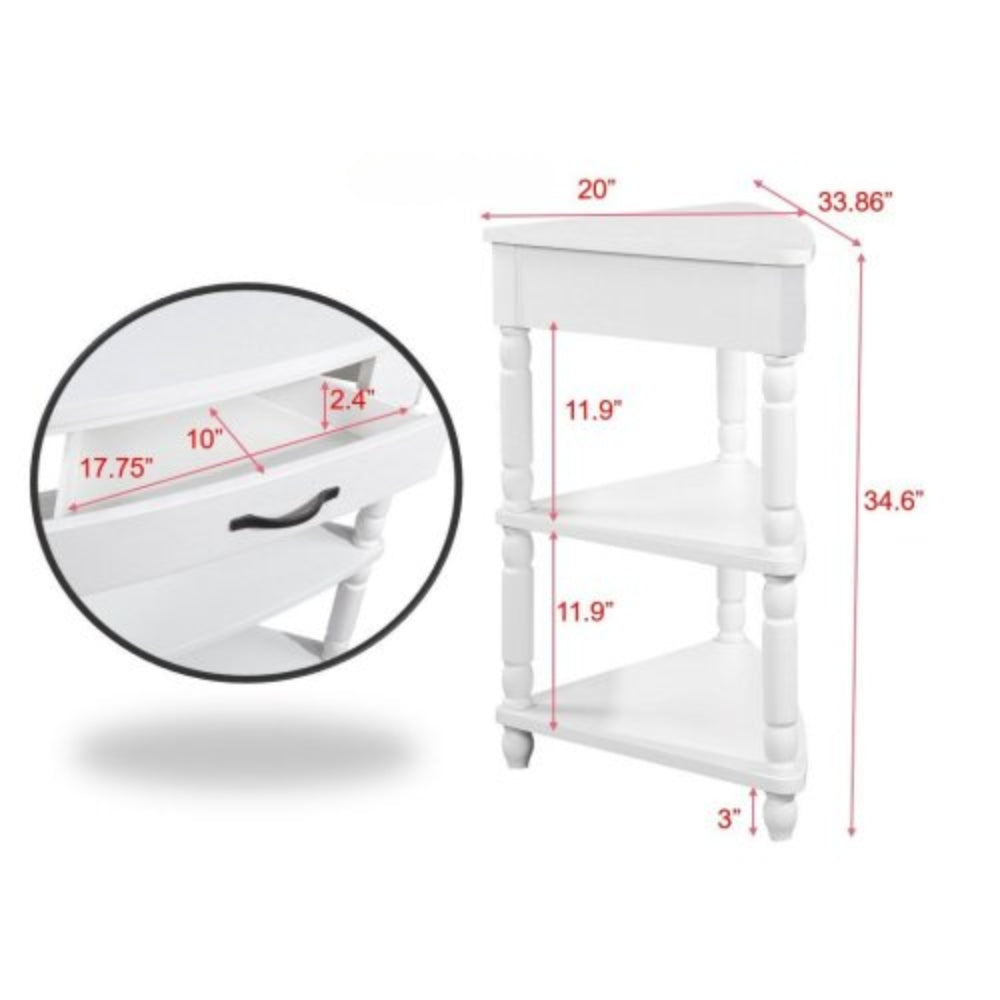 Small Triangle Corner Table 33.8 inches in Milk White Finish