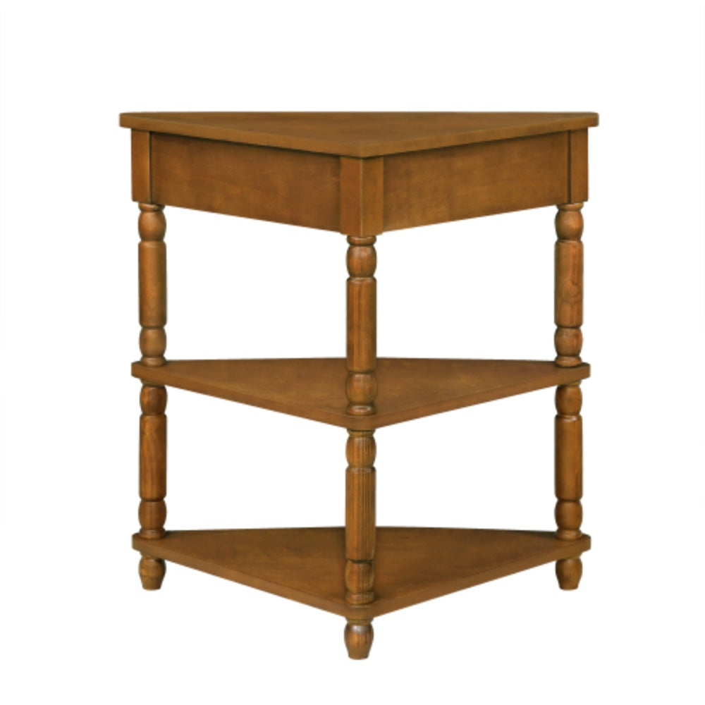 Small Triangle Corner Table 33.8 inches in Brown Finish