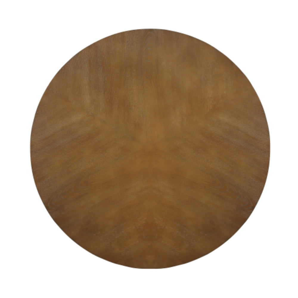 32 Inch Wood Round Coffee Table for Living Room in Walnut and Black Finish
