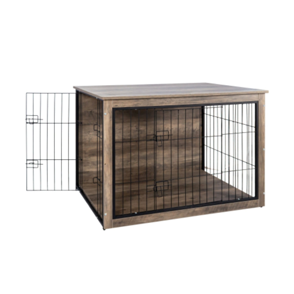 Stylish Wooden Dog Crate Furniture with Double Doors Large