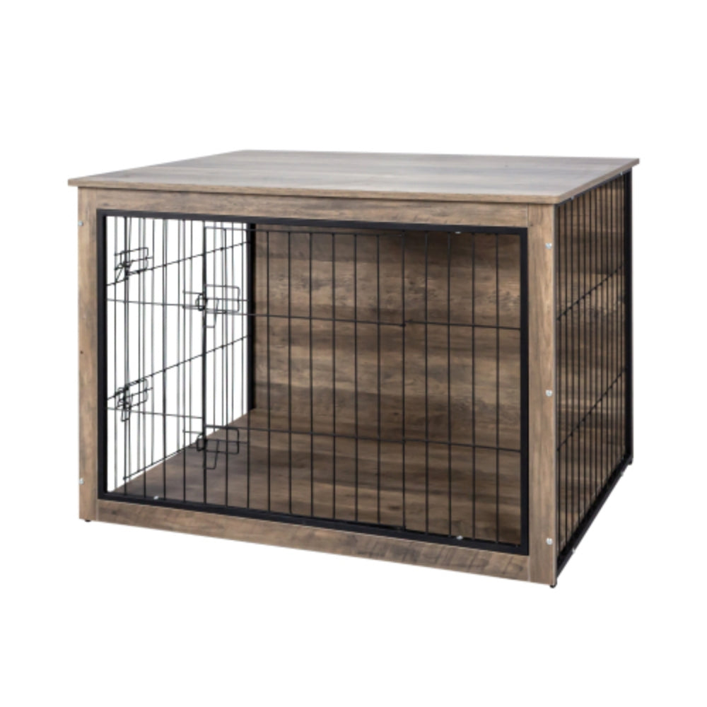 Stylish Wooden Dog Crate Furniture with Double Doors Large
