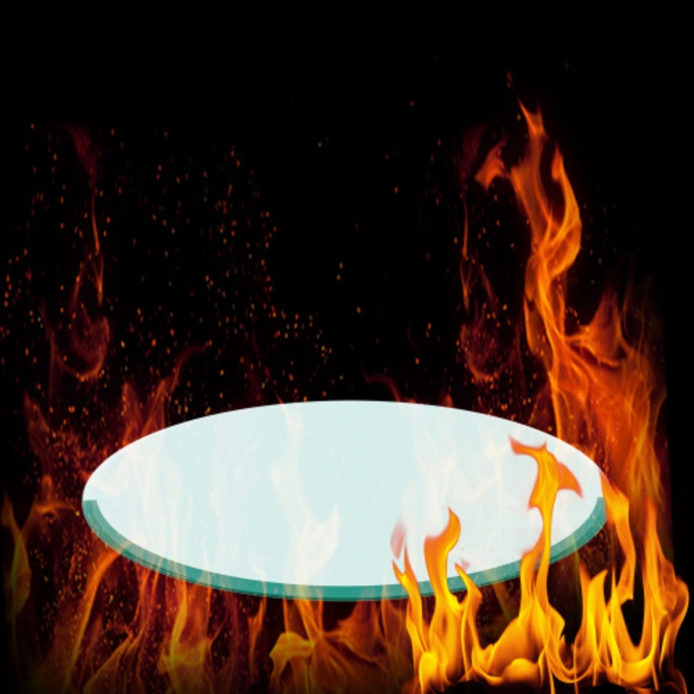 28 Inch Round Tempered Glass Table Top Clear Glass Beveled Polished Edge