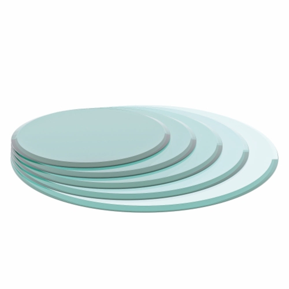 28 Inch Round Tempered Glass Table Top Clear Glass Beveled Polished Edge